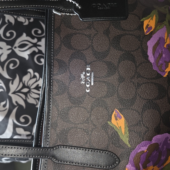 Coach Brown Floral Tote Bag - Picture 2 of 9